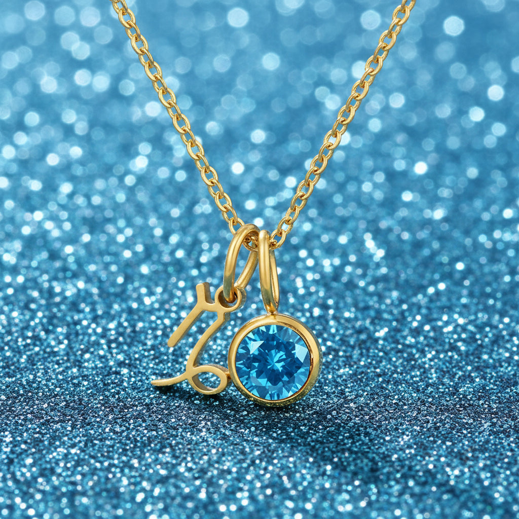 Zodiac Birthstone Pendant Necklace