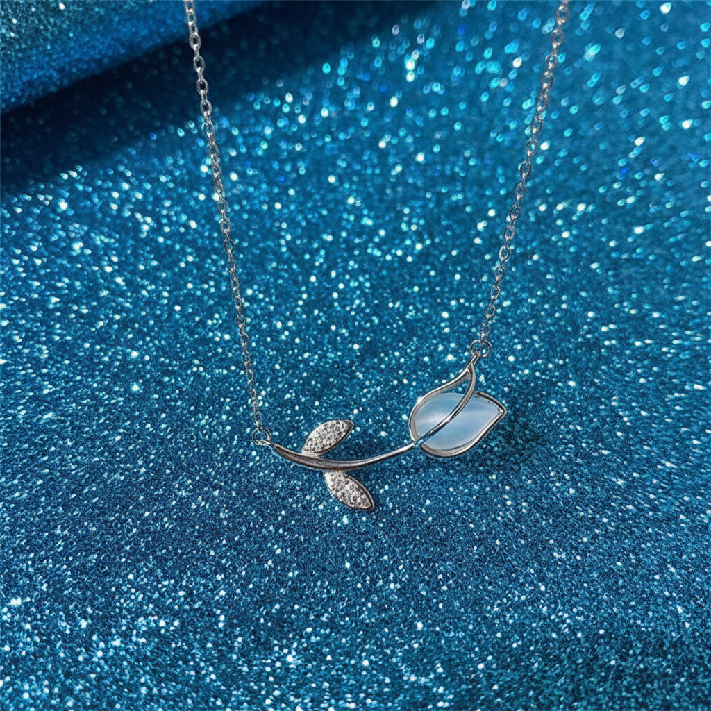 Vintage Opal Rose Pendant Necklace and Earrings