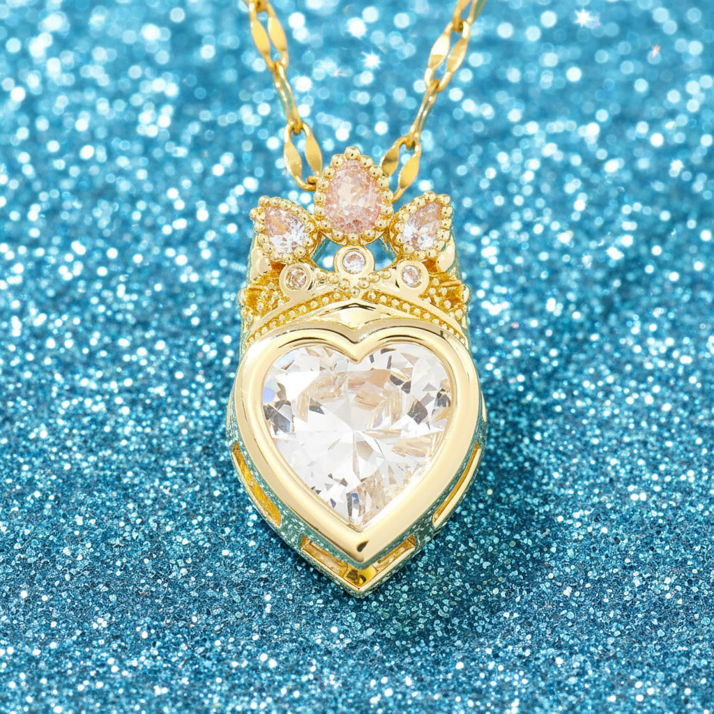 Vintage Heart Crown Necklace