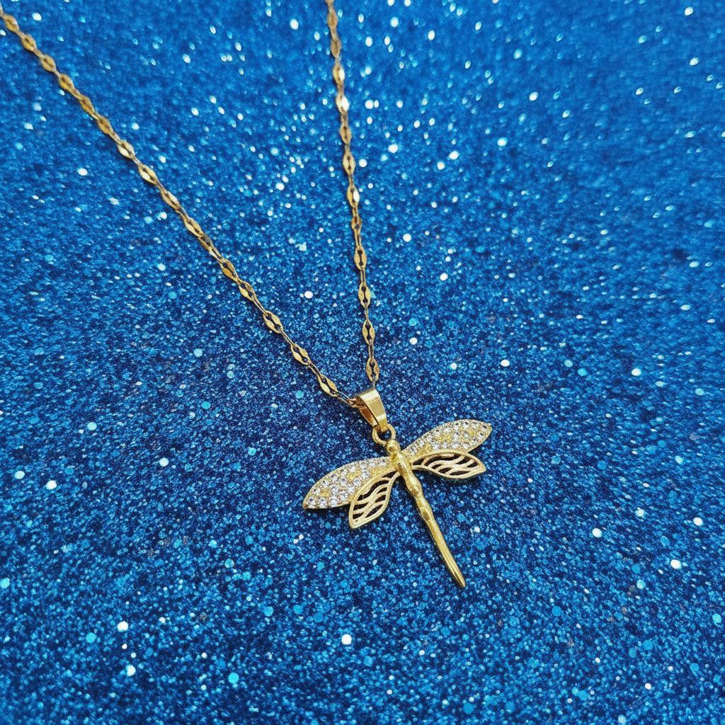 Stainless Steel Dragonfly Pendant Necklace