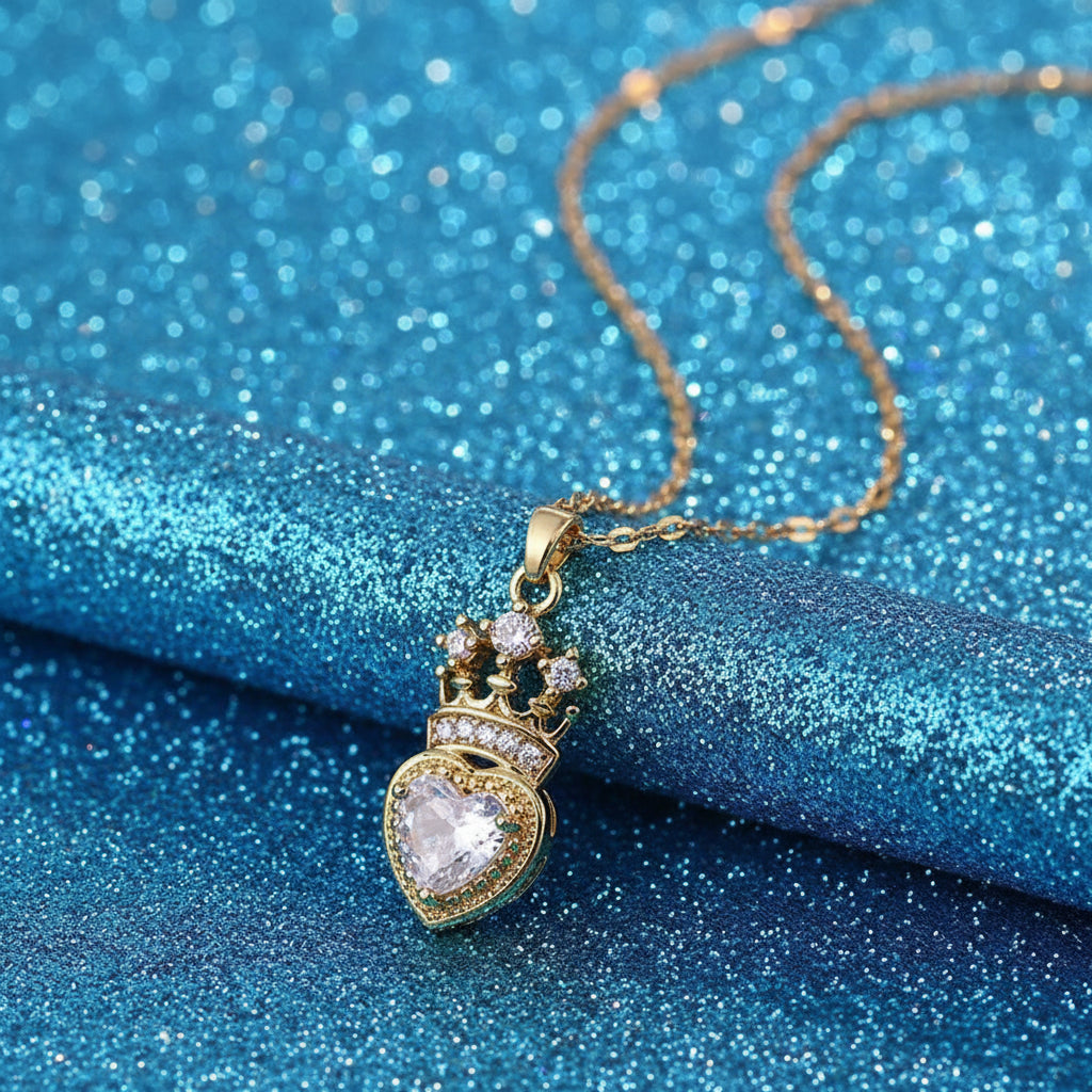 Vintage Heart Crown Necklace