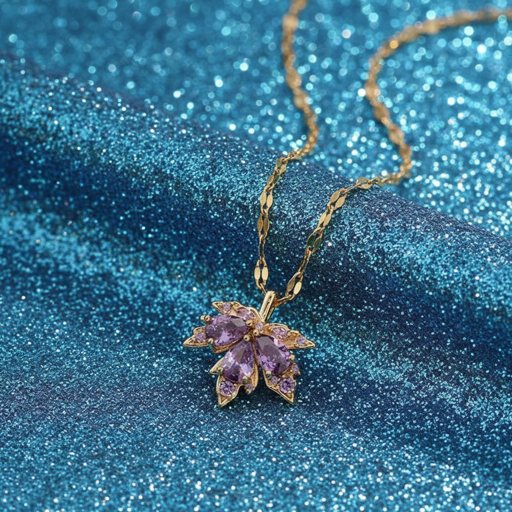 Crystal Maple Pendant Necklace