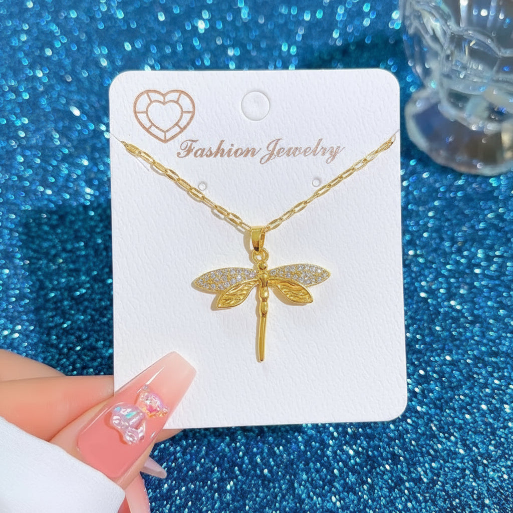 Stainless Steel Dragonfly Pendant Necklace