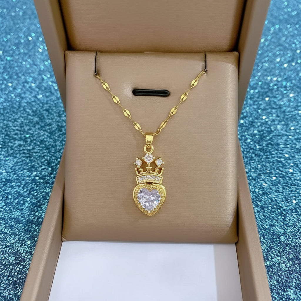 Vintage Heart Crown Necklace