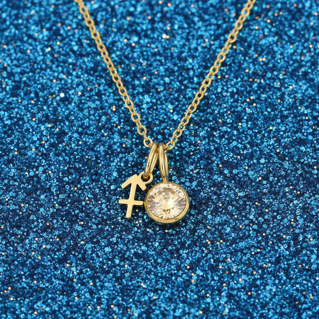Zodiac Birthstone Pendant Necklace