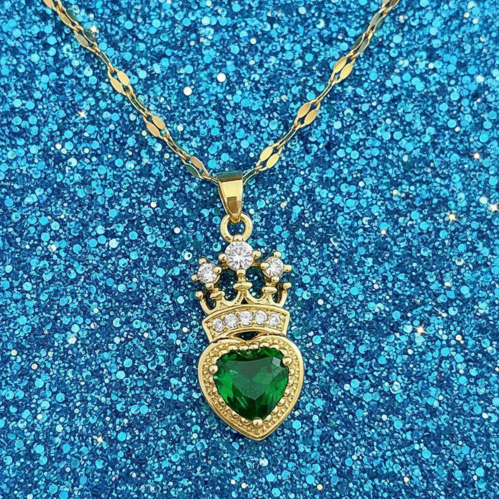 Vintage Heart Crown Necklace