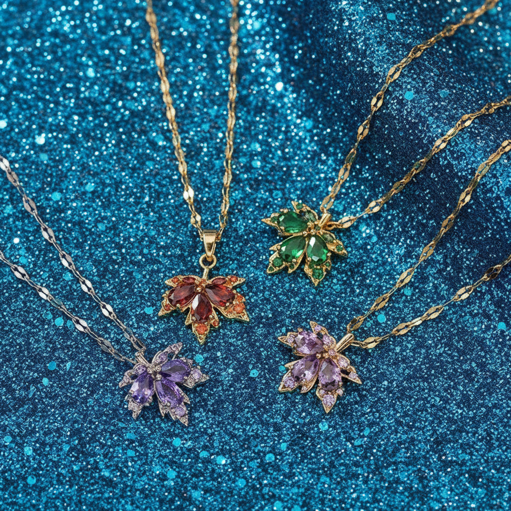 Crystal Maple Pendant Necklace