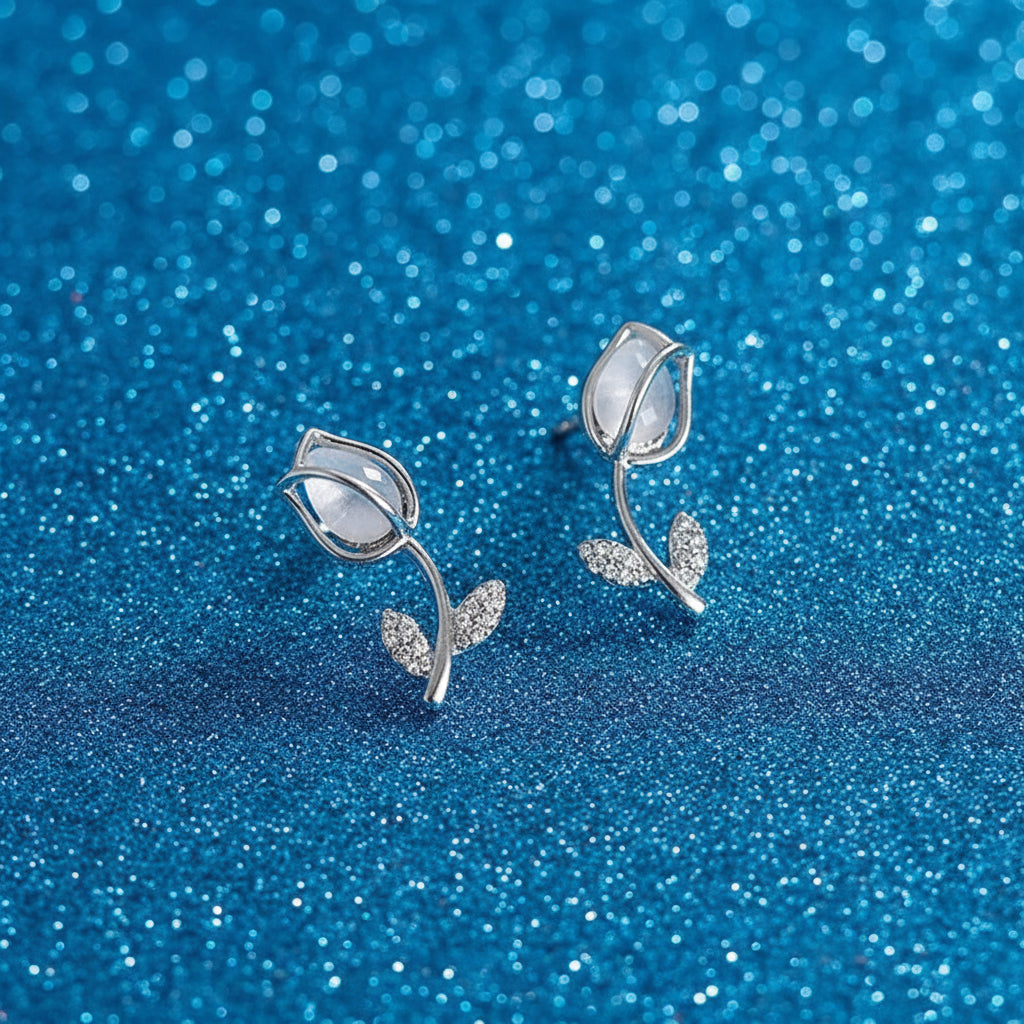 Vintage Opal Rose Pendant Necklace and Earrings