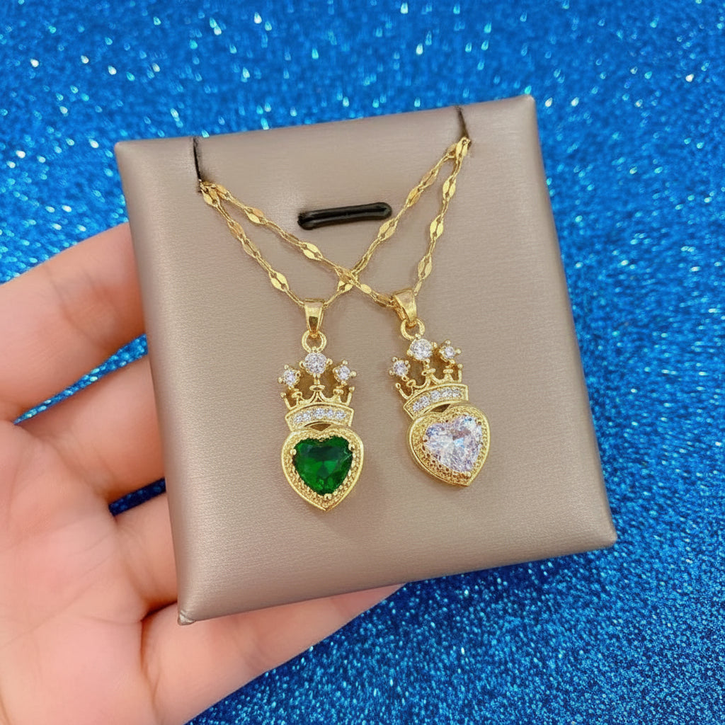 Vintage Heart Crown Necklace