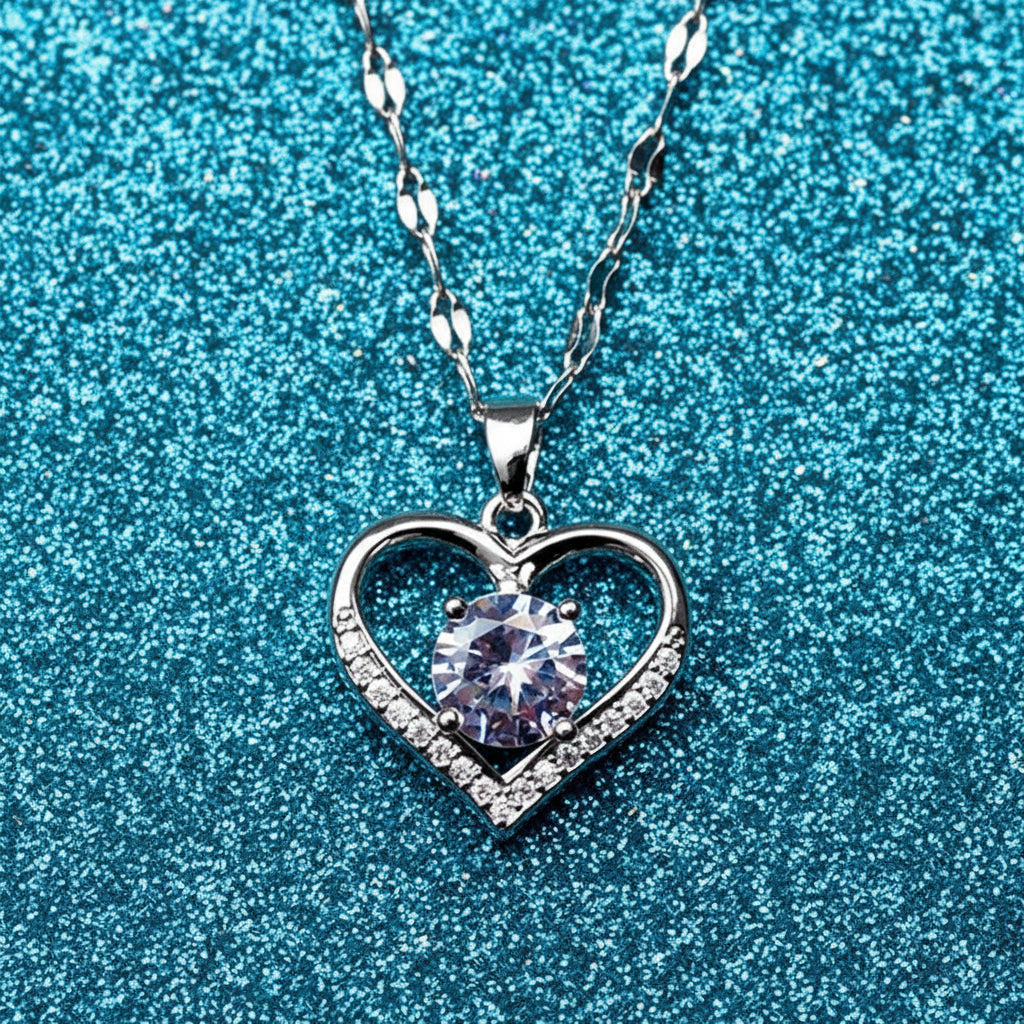 Golden Heart Zircon Necklace