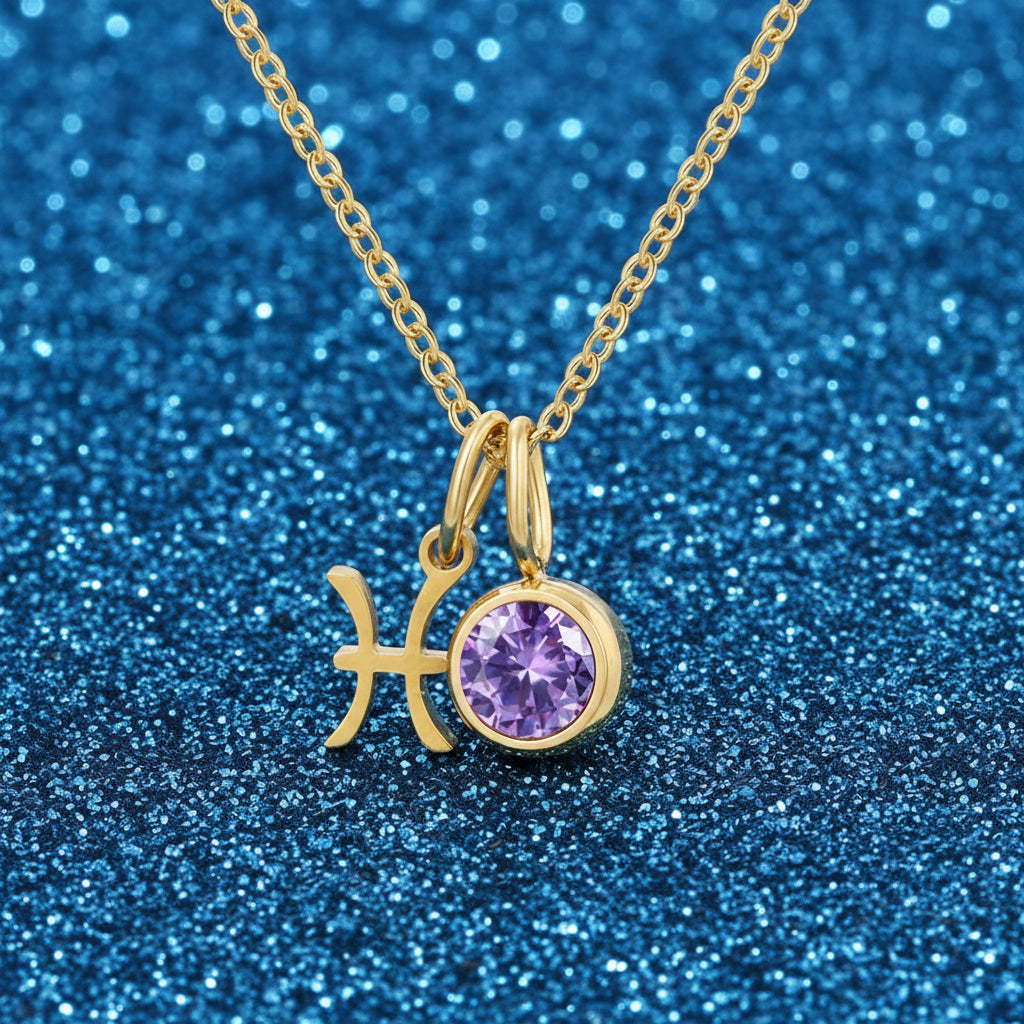Zodiac Birthstone Pendant Necklace