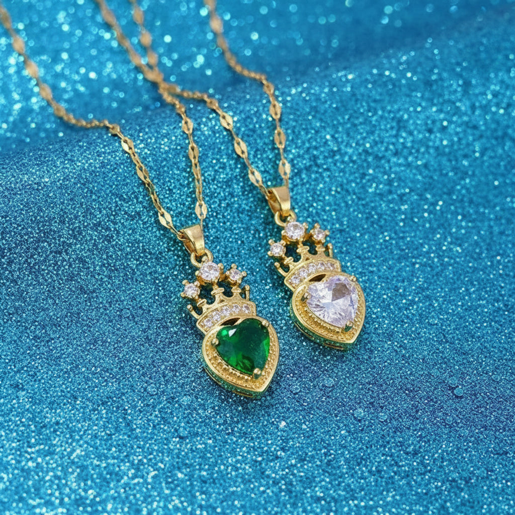 Vintage Heart Crown Necklace
