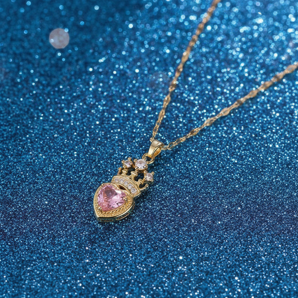 Vintage Heart Crown Necklace
