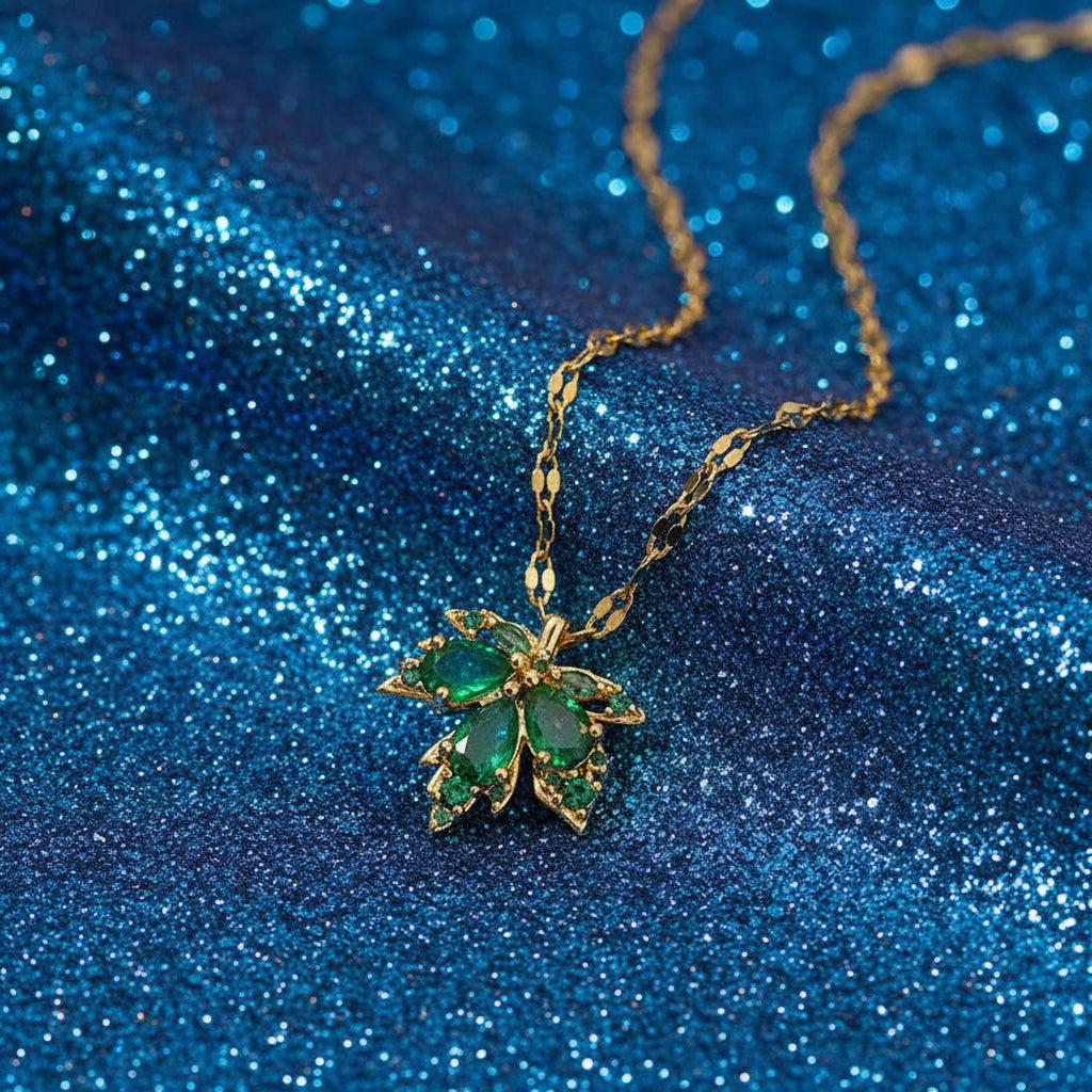 Crystal Maple Pendant Necklace