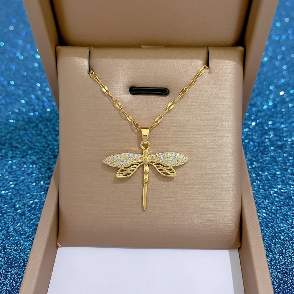 Stainless Steel Dragonfly Pendant Necklace