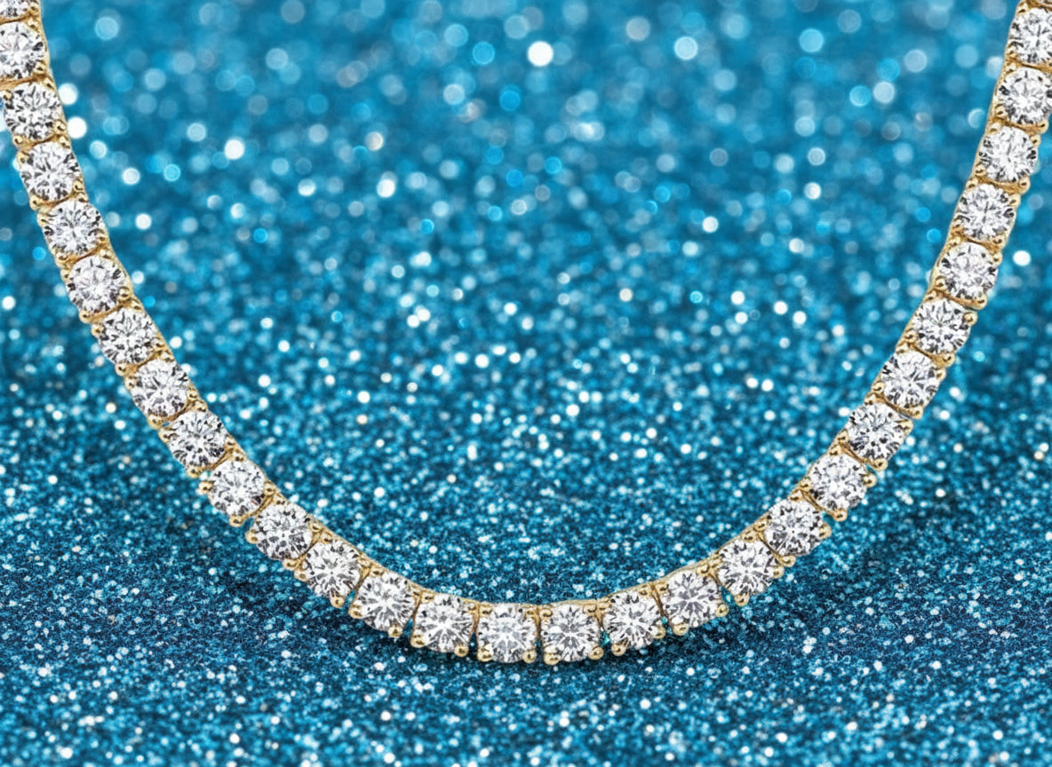 14K Gold Plated Diamond Tennis Necklace