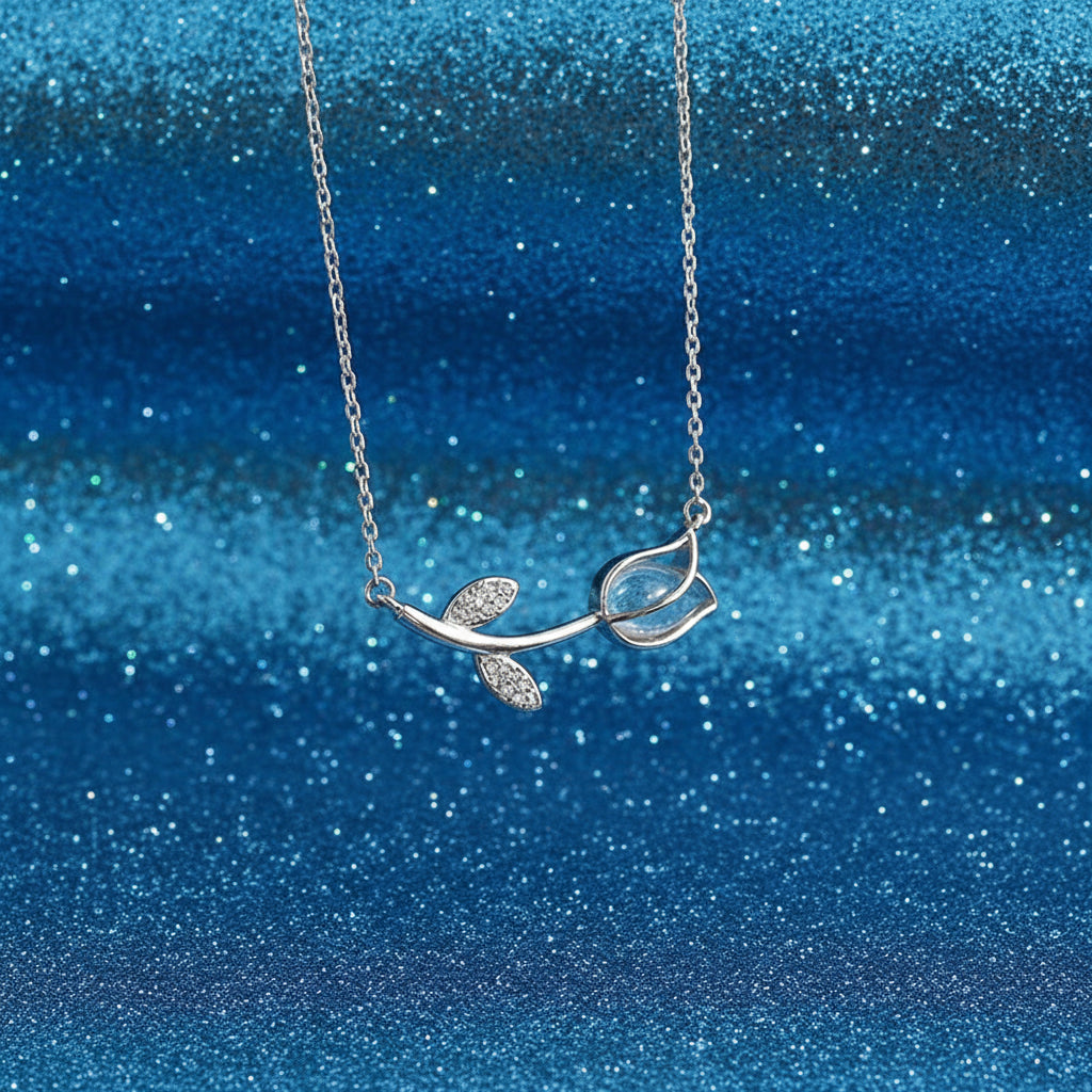 Vintage Opal Rose Pendant Necklace and Earrings